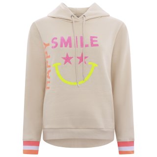 ZWILLINGSHERZ Hoodie - HAPPY SMILE LOVE - Beige S