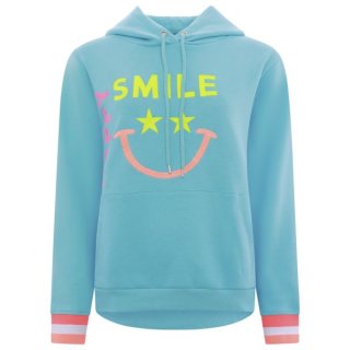 ZWILLINGSHERZ Hoodie - HAPPY SMILE LOVE - Türkis M