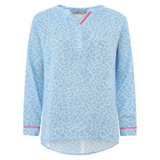 ZWILLINGSHERZ Bluse "Leo Wild " mit Details in Neonpink - Blau