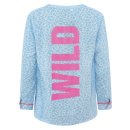 ZWILLINGSHERZ Bluse "Leo Wild " mit Details in Neonpink - Blau